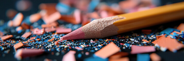 Wall Mural - Pink Colored Pencil and Multicolored Shavings