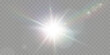 © vikusandra - Bright white light explosion with lens flare, rainbow reflections, and sparkles on transparent background.
