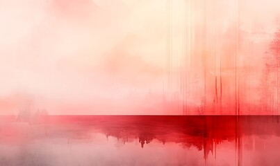 Poster - A soft, abstract landscape blending warm reds and gentle pinks, creating a serene and immersive atmosphere.