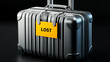 © Andres Mejia - Lost gray suitcase on black background symbolizing travel problems
