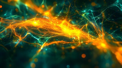 Poster - Abstract Science Background with Glowing Colorful Light Waves