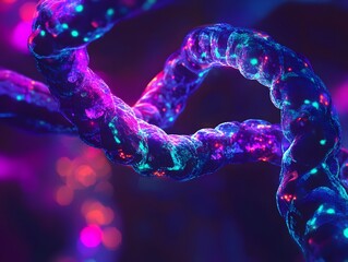 Poster - Stunning Abstract Representation of Colorful Digital DNA Helix