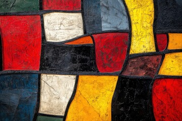 Leinwandbilder - Abstract artwork featuring bold colors and geometric shapes in a modern art style