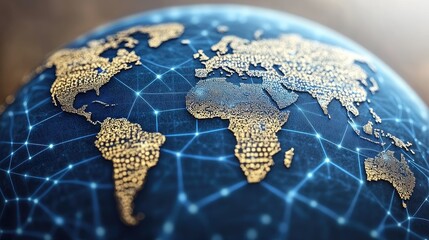 Global network connection, digital world map