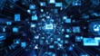 © adha - Abstract Digital Data Stream with Glowing Icons and Network Connections