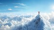 © J. Thamanoon - A Man Standing Triumphantly on Top of a Mountain: Embracing the Majesty of Nature