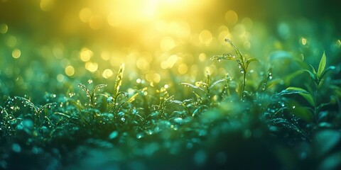 Canvas Print - Grass with water droplets