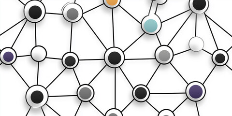 Aufkleber - Network connecting multicolored nodes representing communication and data flow