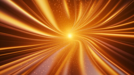 Poster - Golden swirling vortex with glowing particles exploding from bright center