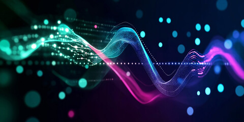 Aufkleber - Abstract futuristic flowing data stream visualization with dots and lines