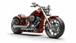© KALEYA - 3D Illustration- Red and Chrome Motorcycle, Chopper Style on White Background