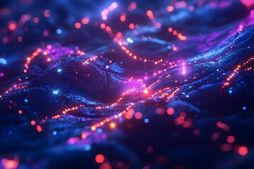 Poster - Abstract Colorful Waves with Glowing Particles in Motion
