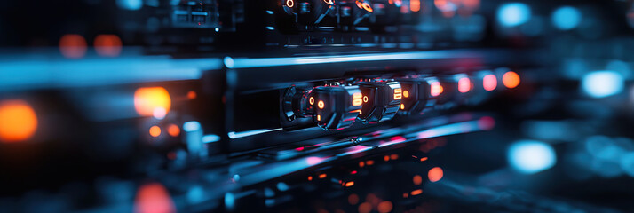Close-up of Illuminated Control Panel with Buttons