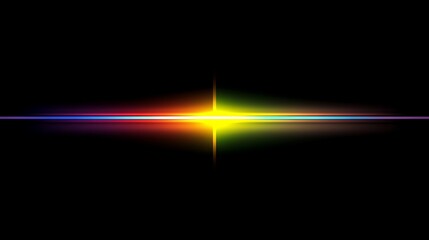 Wall Mural - rainbow light streak, dark background, abstract design