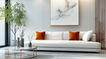 Wall Mural - Minimalist living room with interior design of modern sofa