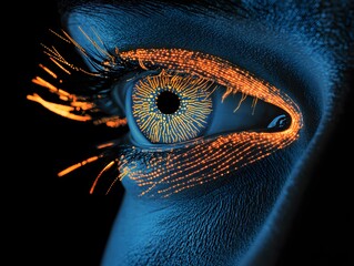 Poster - Unique Macro Close-Up of Eye with Vibrant Geometric Glow Effect