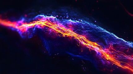 Poster - Vibrant Abstract Energy Flow in Blue and Orange Color Scheme