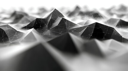 Abstract Black Geometric Landscape With Interconnected Nodes
