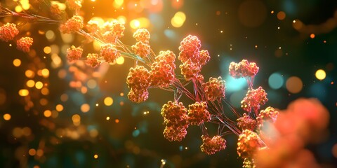Poster - Colorful Abstract Representation of Biological Cells in Artistic Style