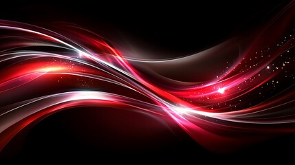 Wall Mural - Red abstract waves, dark background (1)