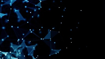 Wall Mural - abstract slow motion blue connected particles and light animation. seamless loop 4k network loop