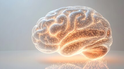Wall Mural - luminous human brain model against a neutral background