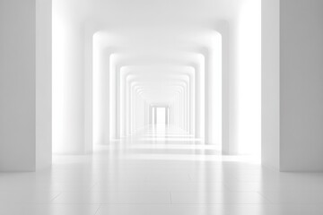 Fototapete - Monochromatic runway with clean lines and soft lighting in a minimalist design space. Generative AI