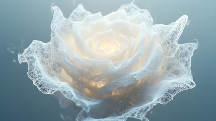 Wall Mural - A Delicate White Rose Glowing With Inner Light