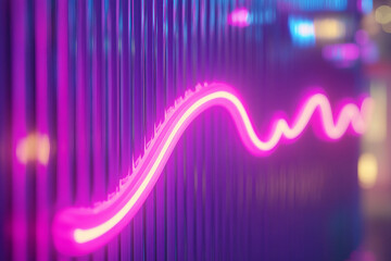 Wall Mural - 3d render, abstract background with wavy lines in neon purple and pink colors made ai generative