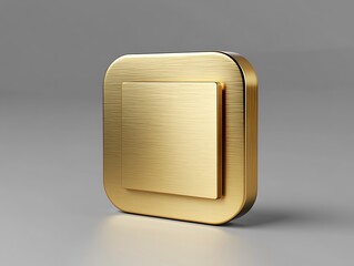 a modern 3d vector file icon in brushed gold, displayed on a neutral gray gradient background.