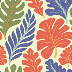 Abstract colorful leaves pattern, Vintage elegant green floral pattern.vector illustration repeatable pattern.