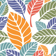 Wall Mural - abstract colorful leaves pattern, vintage elegant green floral pattern.vector illustration repeatabl