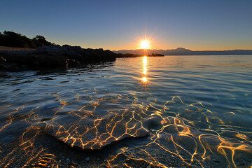 Poster -  adriatic sea winter sunrise wave formations