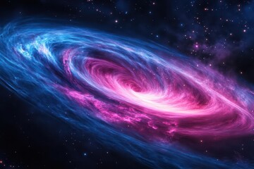 Wall Mural - a swirling cosmic nebula with vibrant gradient transitions from deep indigo to electric magenta, fea