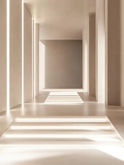Fototapete - Monochromatic runway featuring clean lines and soft lighting in a minimalist design setting. Generative AI