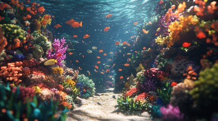 Poster - A breathtaking coral reef, filled with vibrant fish and rich marine life, under crystal-clear water.