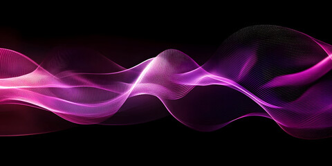 Wall Mural - abstract purple wave on a black background. neon translucent wave. transfusion of light. abstract ba