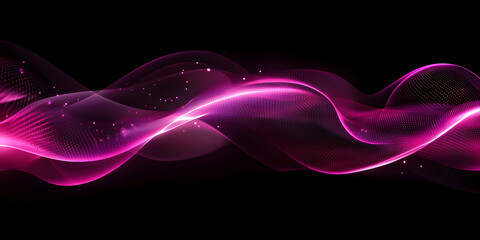 Wall Mural - abstract purple wave on a black background. neon translucent wave. transfusion of light. abstract ba