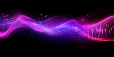 Wall Mural - abstract purple wave on a black background. neon translucent wave. transfusion of light. abstract ba