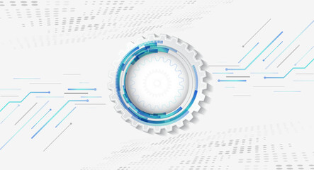 Leinwandbilder - Vector illustration of circuit board and circles. Abstract futuristic communication. Hi-tech grey background with various technology elements.