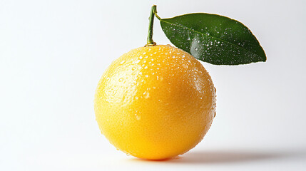 Wall Mural - Yellow lemon citrus art isolated on white background.