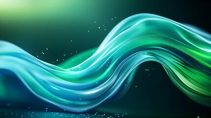 Canvas Print - an abstract composition featuring flowing waves of vibrant green and blue colors, creating a serene 
