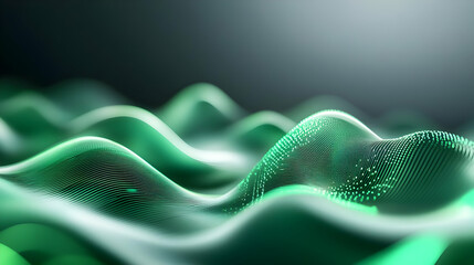 Canvas Print - a mesmerizing abstract design showcasing fluid green waves, creating a sense of depth and movement.
