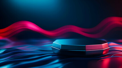 Wall Mural - a modern digital illustration featuring an abstract object illuminated by vibrant blue and red light