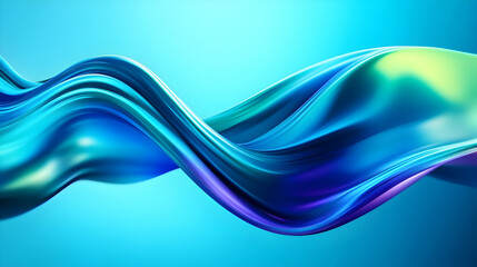 Canvas Print - a vibrant abstract wave design featuring smooth gradients of blue and green, symbolizing movement an