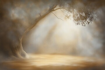 Wall Mural - A mystical forest shrouded in mist, with soft light filtering through trees, evoking a sense of wonder, tranquility, and connection to nature.