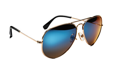 Poster - A stylish pair of aviator sunglasses with reflective lenses, isolated on a empty plain background