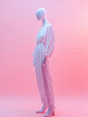 Sticker - Stylish mannequin showcases modern outfit against a colorful pastel background for fashion display and branding. Generative AI