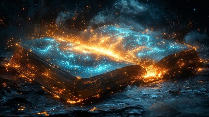 Wall Mural - surreal glowing book with radiant pathways guiding to realms of knowledge and adventure