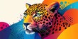 © BrandwayArt - Colorful leopard illustration with vibrant abstract background